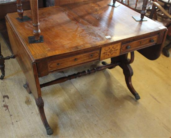 Lyre end support inlaid sofa table